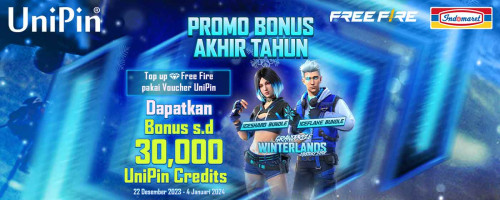 Top Up Diamonds Free Fire pake Voucher UniPin, Dapatkan Bonus hingga 30,000 UniPin Credits